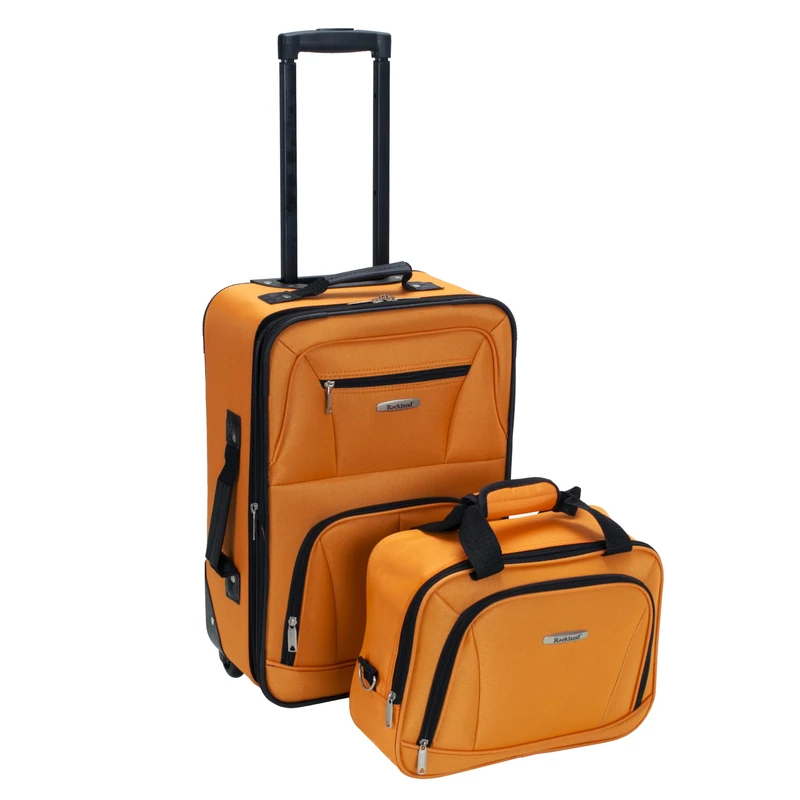 Rockland Fashion Softside Upright Luggage Set, Orange, 2-Piece Set (14/19), Fashion Softside Upright Luggage Set,One Size