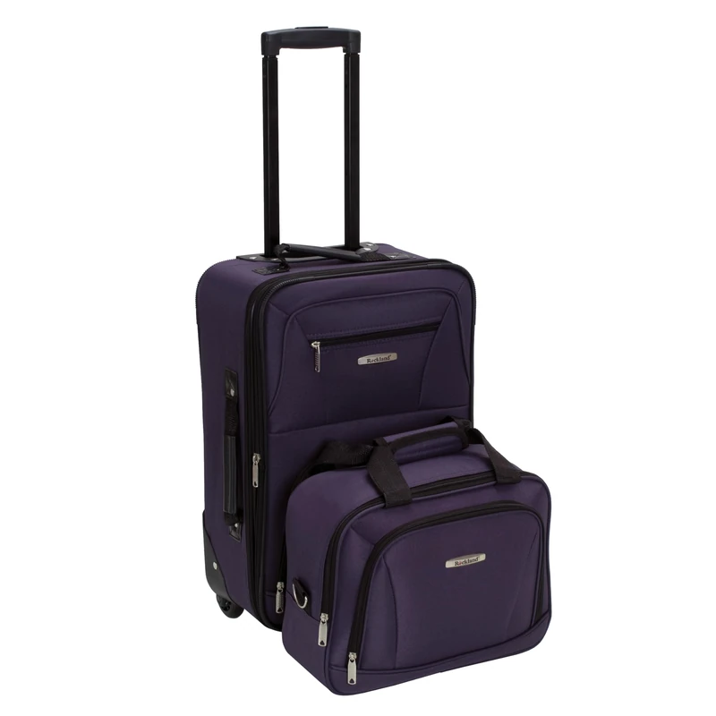 Rockland Fashion Softside Upright Luggage Set, Purple, 2-Piece Set (14/19), Fashion Softside Upright Luggage Set