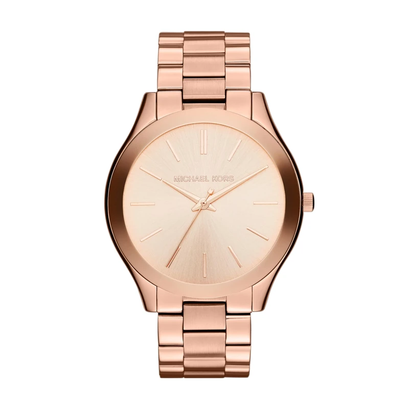 Michael Kors Slim Runway Womens Quartz Watch with Rose Gold Dial and Rose Gold Stainless Steel Bracelet MK3197