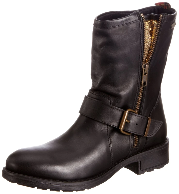Pepe Jeans Womens Pimlico 4 Black Biker Boots PFS50449 4 UK, 37 EU