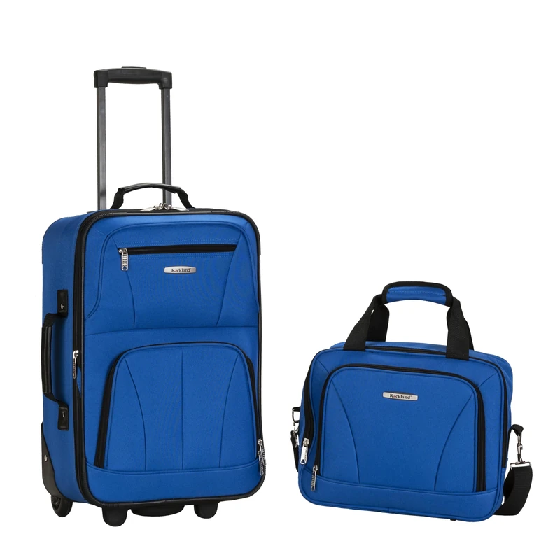 Rockland Fashion Softside Upright Luggage Set,Blue,One Size