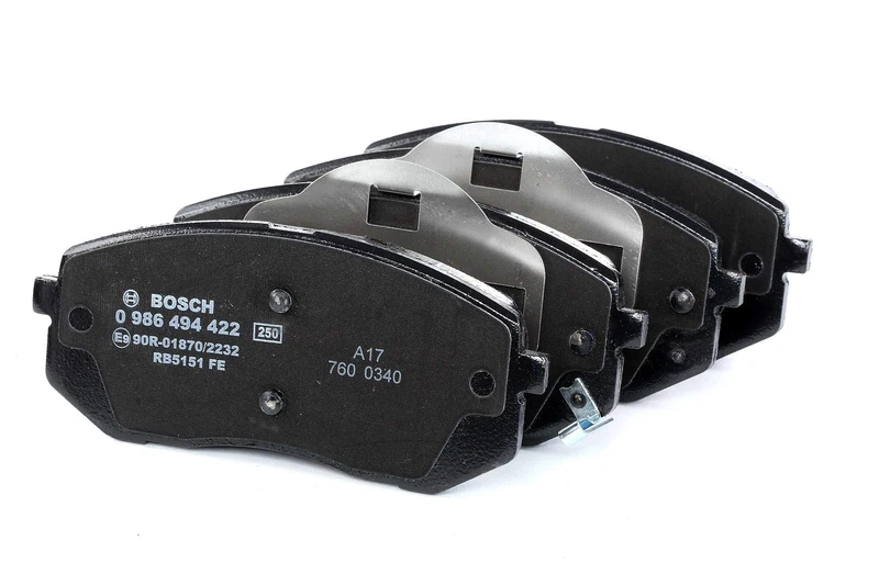 Bosch BP1344 - Brake Pads Car Front Axle - Bosch Quality - Reduced Noise and Dust - ECE-R90 Certified - Copper-Free - 1 Set of 4 Pads