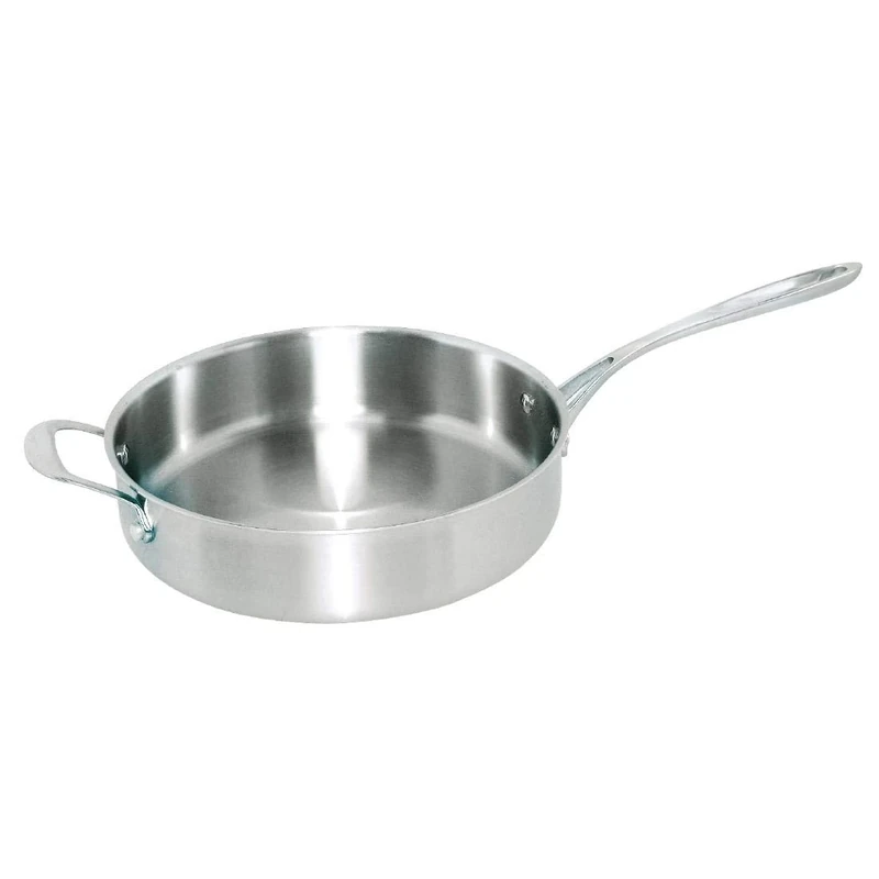 Vogue Tri Wall Sauté Pan 28 cm/3.95 Litre, Stainless Steel & Aluminium, Induction Compatible Frying Pan, Suitable for all Cooking Surfaces, Compatible Lid: Y426 (Sold Separately), GG032