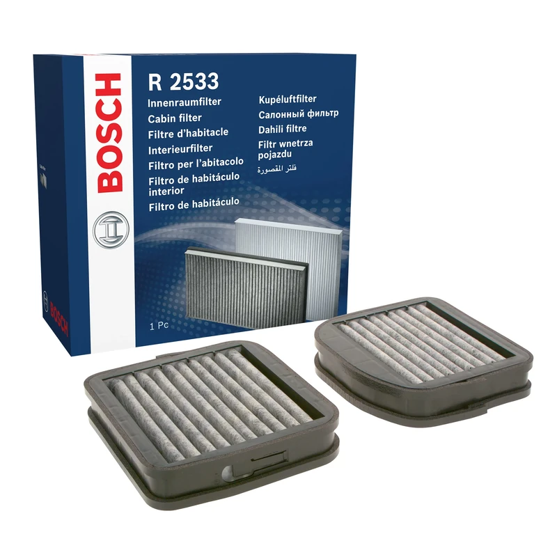 Bosch R2533 Activated Carbon Cabin Filter, Replacement Filters - Against Unpleasant Smells, Pollen and Dust for Cleaner Air Inside the Vehicle