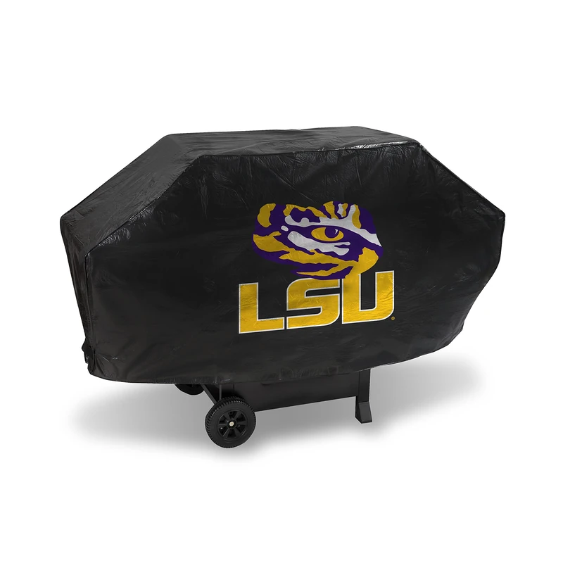 Rico Industries NCAA LSU Tigers Black Deluxe Grill Cover Deluxe Vinyl Grill Cover - 68" Wide/Heavy Duty/Velcro Staps