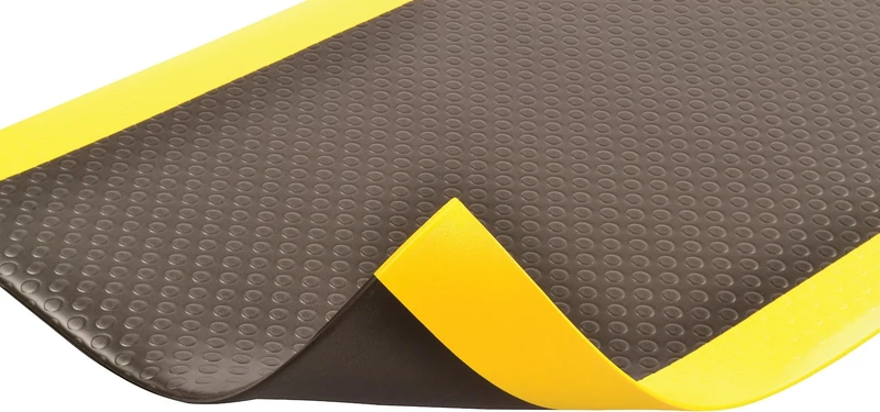 NoTrax 417 Bubble Sof-Tred Safety/Anti-Fatigue Mat with Dyna-Shield PVC Sponge, for Dry Areas, 3' Width x 4' Length x 1/2" Thickness, Black/Yellow