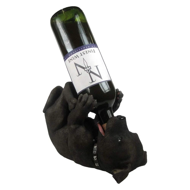 Nemesis Now Guzzlers Staffordshire Bull Terrier Wine Bottle Holder 20cm Black - Image 1