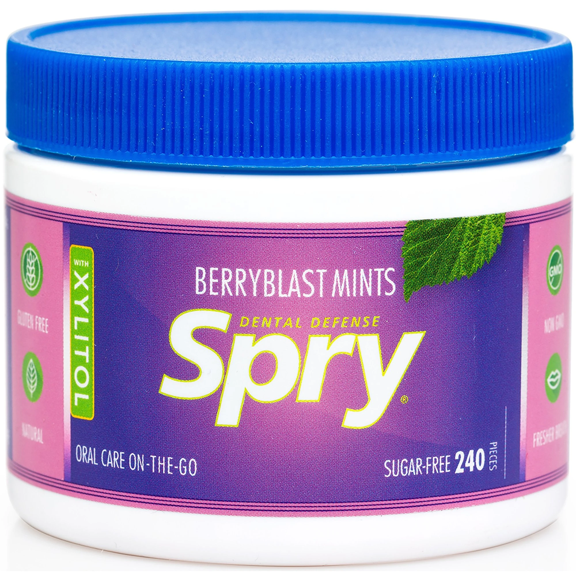 Spry Xylitol Berry Blast Mints Sugar Free Candy - Promote Oral Health, Increase Saliva Production, Stop Bad Breath, Non-GMO, Gluten-Free, 240 Count (Pack of 1)
