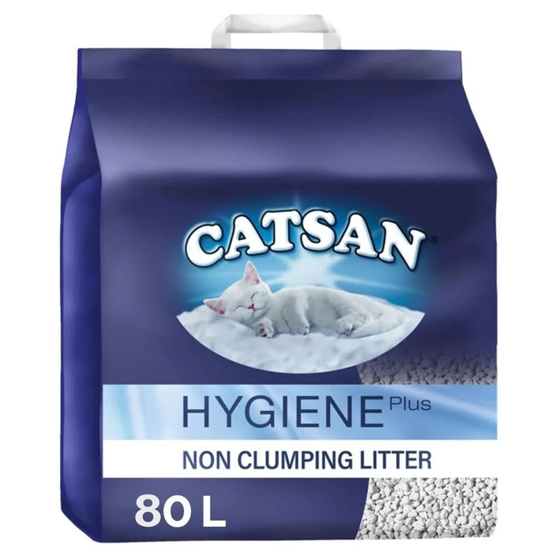 Catsan Hygiene Non-Clumping Cat Litter 20L (Pack of 4) – Low Dust White Granules with Odour Protection, Absorbent Litter for Indoor Cats, Long-Lasting Freshness and Hygiene, 80L Total