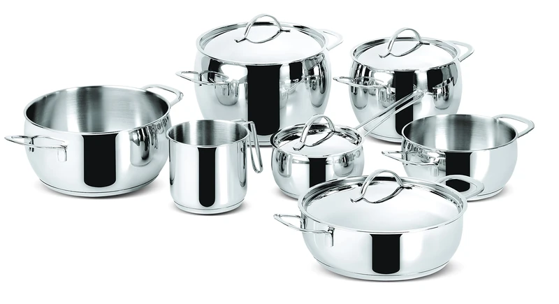 Lagostina Euforia Saucepan Set for All Types of Cookers, Stainless Steel, Silver, 11 Pieces