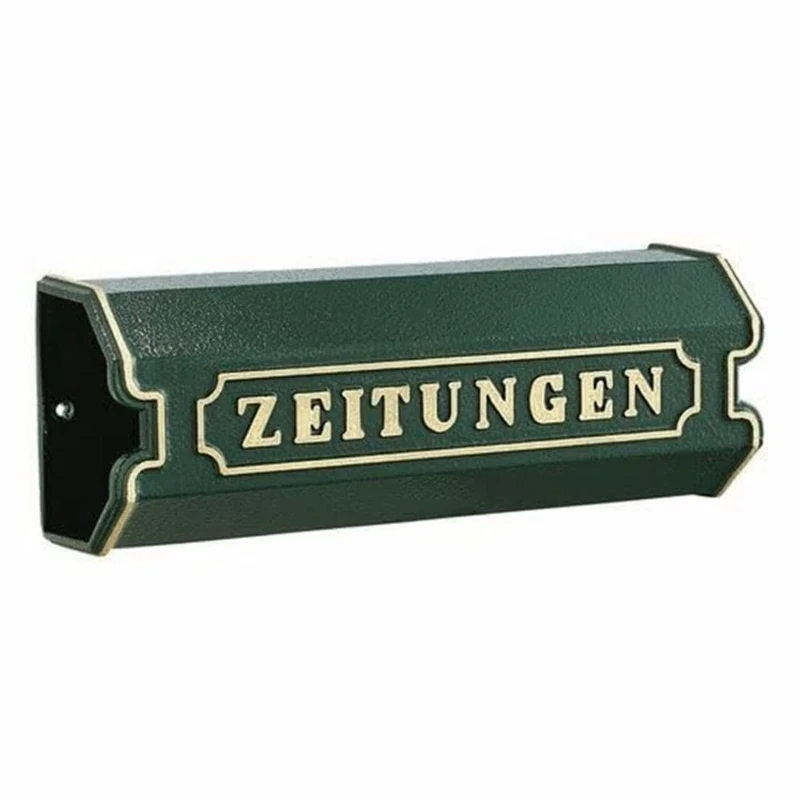 Burg Wächter Newspaper Box with Label, Cast Aluminium, 1890 G, Green