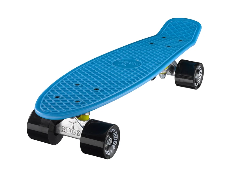 Ridge Retro Kids' Street Skateboard Blue/Black, 22" inch plastic frame, 1 speed 78a pu rubber wheels prefitted with abec 7 bearings