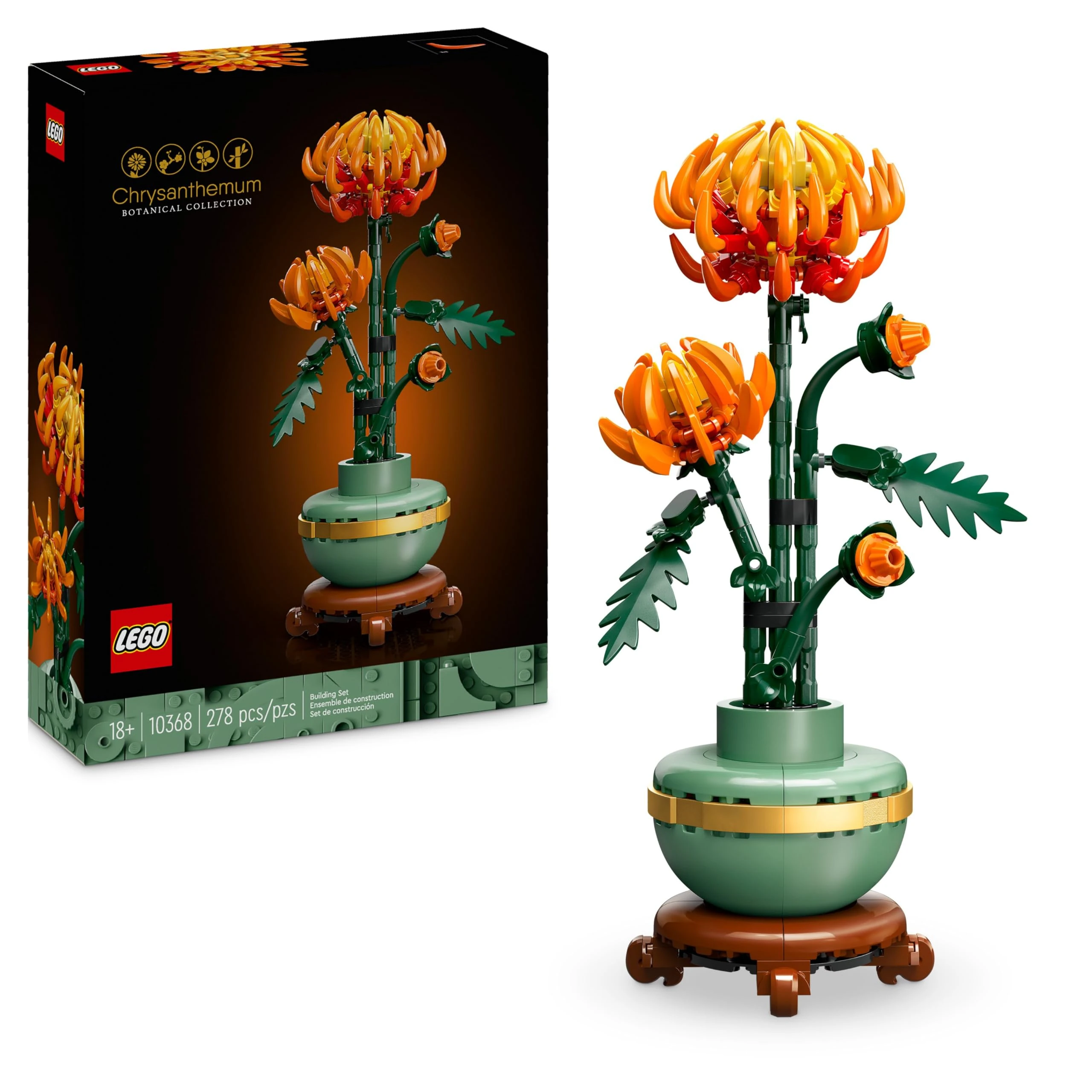 LEGO Botanicals Chrysanthemum Artificial Flower Building Set - Creative Model Kit for Adults to Build - Faux Plant Gift for Women and Men - Home Office Decor from the Botanical Collection - 10368