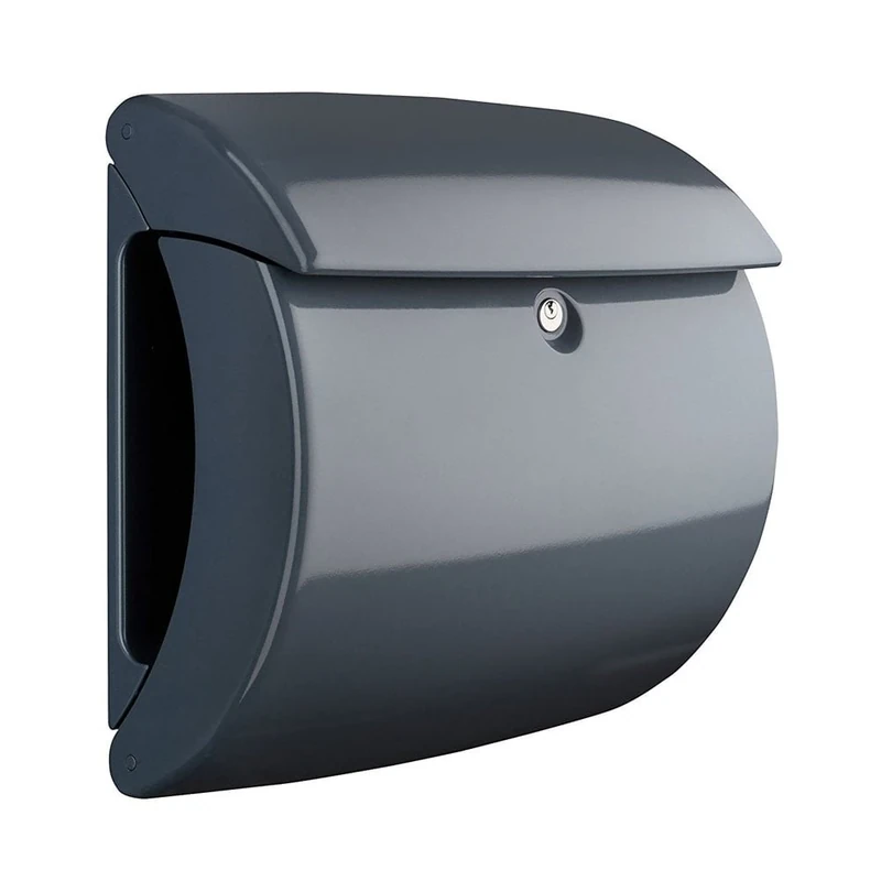 BURG-WÄCHTER Letterbox with Newspaper Compartment without Nameplate, Plastic, A4 Size Letter Slot, 2 Keys, Piano 886 G, Granite