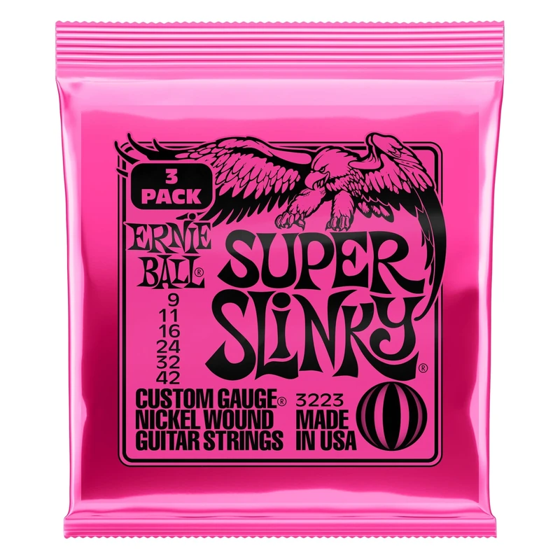 Ernie Ball Super Slinky Wound 9-42 Gauge Guitar Strings - 3 Pack