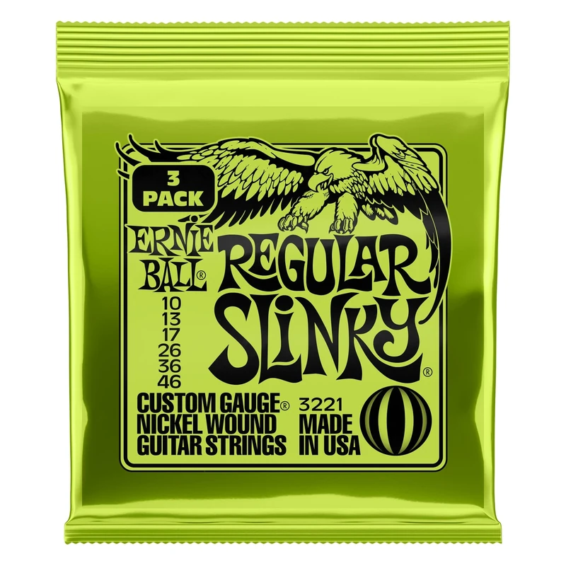 Ernie Ball Regular Slinky Guitar Strings 3-Pack 10-46 Gauge