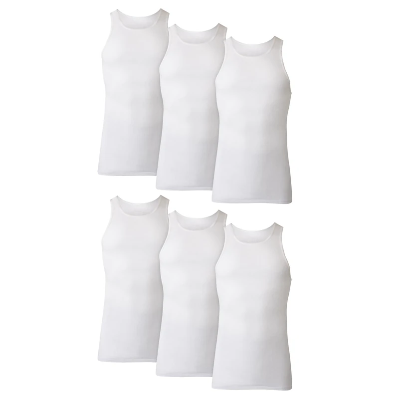 Hanes Men's 372ap6 tank top and cami shirts, 6 Pack - White, M UK