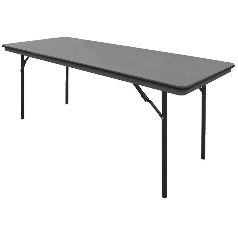 Bolero Rectangular Folding Table Grey 6ft (Single) - Hinged Locking legs, Steel Frame, Easy Set-up GC596