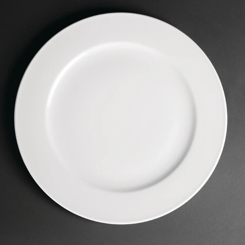Royal Porcelain Classic Wide Rim Plate White Dimensions: 310mm (12.25"). Box quantity: 12.