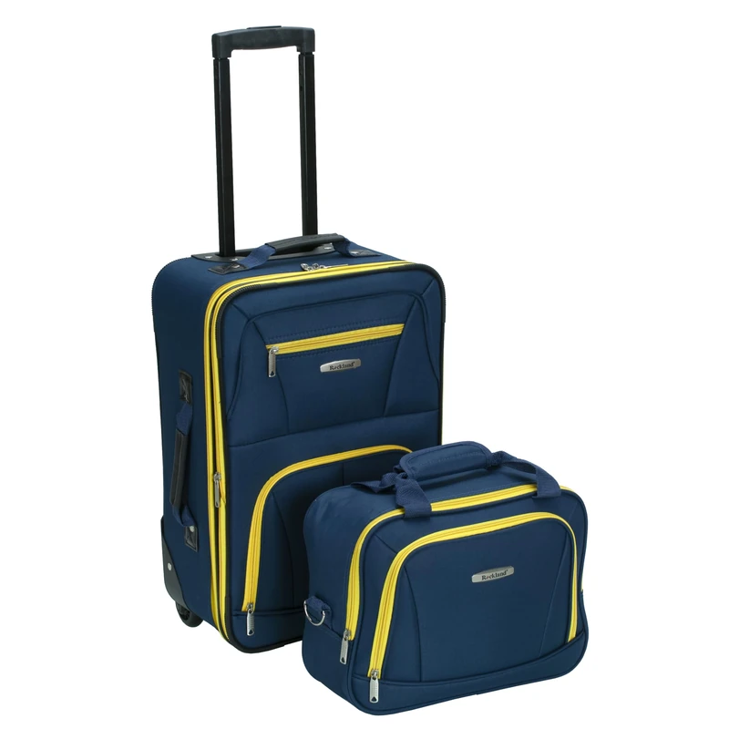 Rockland Fashion Softside Upright Luggage Set, Navy, 2-Piece Set (14/19), Fashion Softside Upright Luggage Set,One Size
