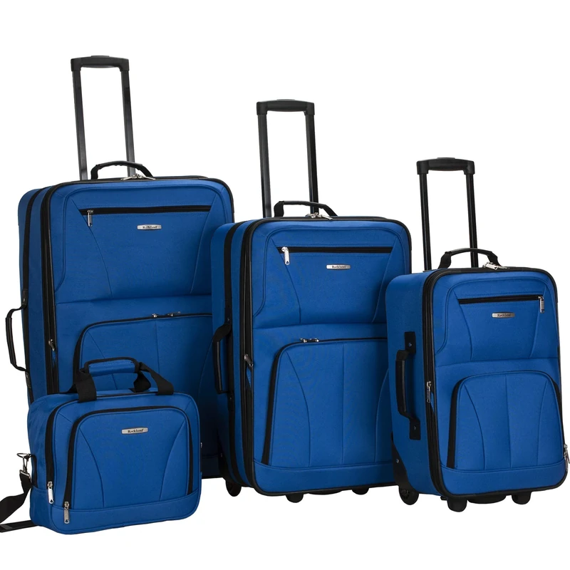 Rockland Luggage Journey Softside Upright Set, Blue, 4-Piece Set (14/19/24/28), Journey Softside Upright Luggage Set