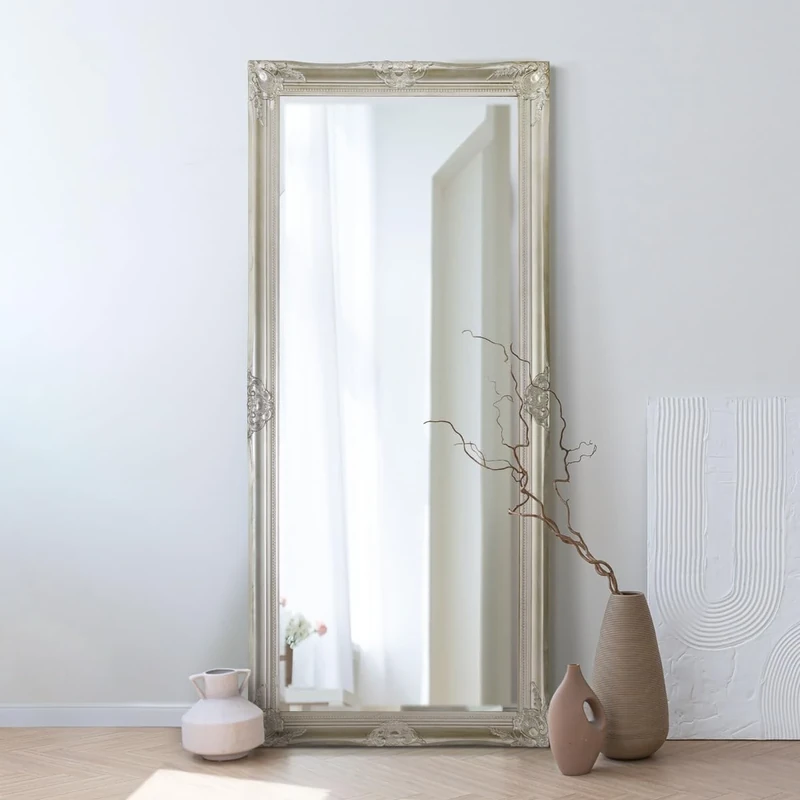 MirrorOutlet Large Silver Antique Shabby Chic Ornate Wall Mirror 5Ft6 X 2Ft6, 168cm X 76cm,XY050