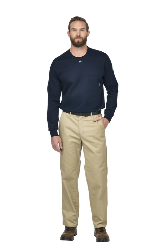 Bulwark FR Men's 9 Oz Twill Cotton Work Pant, Khaki, 32W x 32L