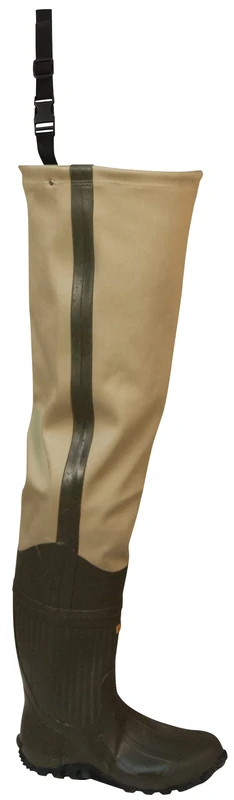 FROGG TOGGS Bull Frogg 3-ply PVC Canvas Bootfoot Hip Wader, Cleated Outsole, Khaki, Size 12 (2716234) - Image 1
