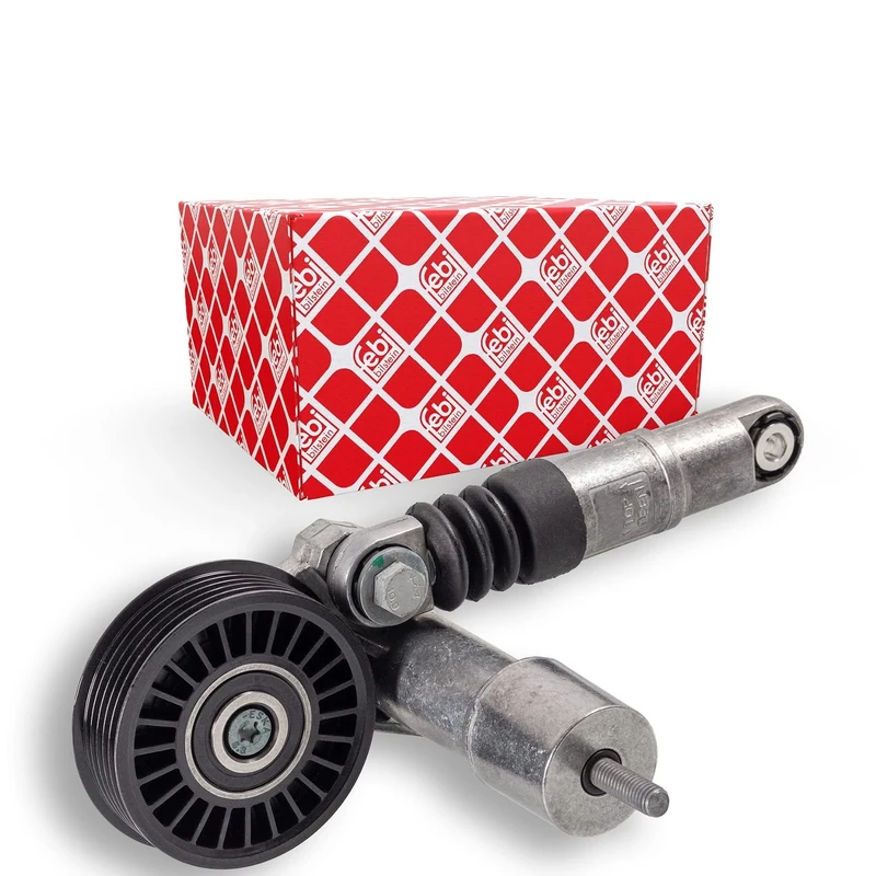 febi bilstein 18660 Tensioner Assembly with vibration damper, for auxiliary belt, pack of one
