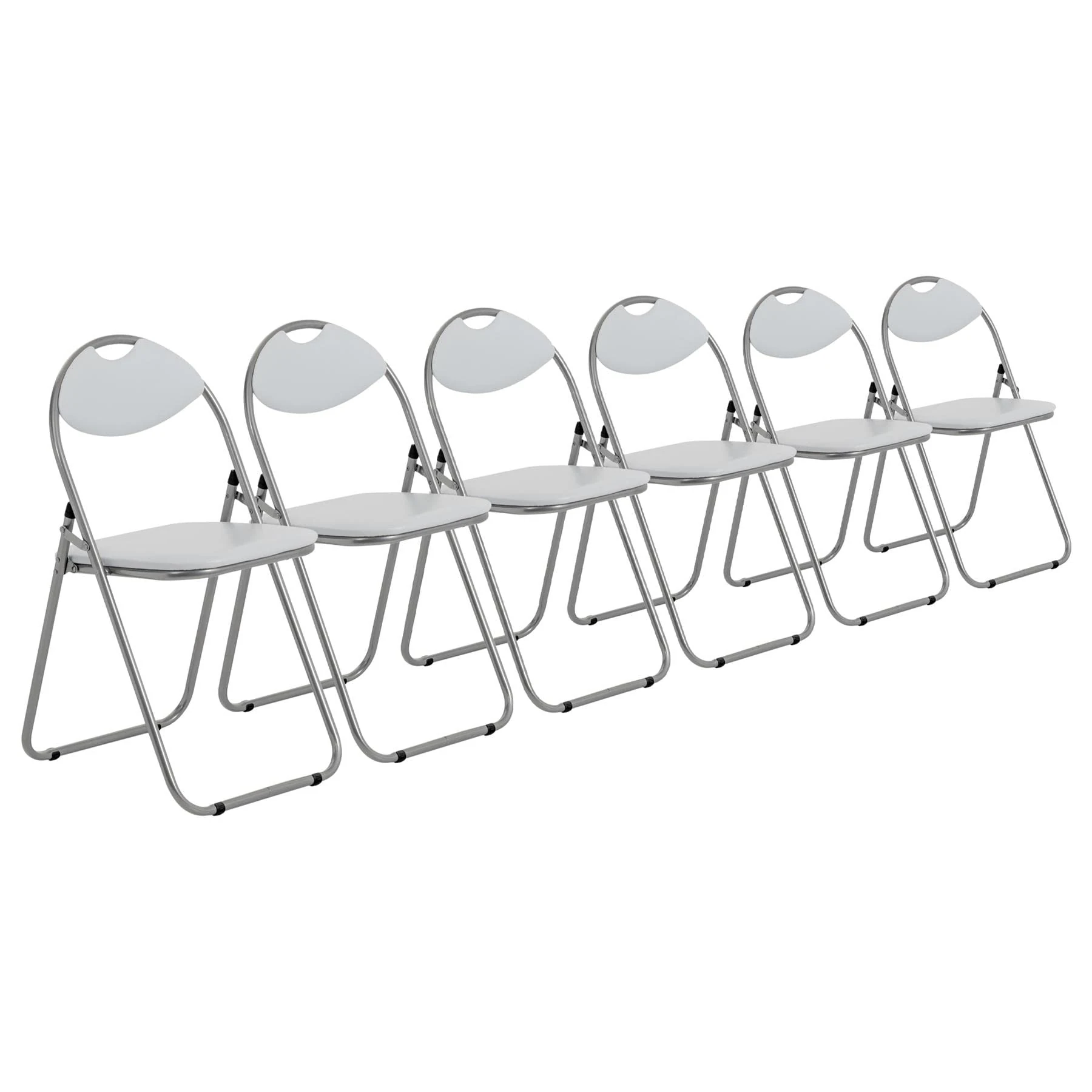 Harbour Housewares Padded Folding Chair White - 6 Pack - Metal Frame Seat with Cushioned Backrest Easy Store Compact Design Durable Office, Dining, Bedroom or Event Seating Max Load 114kg
