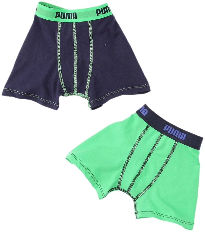 Puma Boys Basic Sports Boxers (Pack of 2), Poison Green Size: 7 - 8 Years
