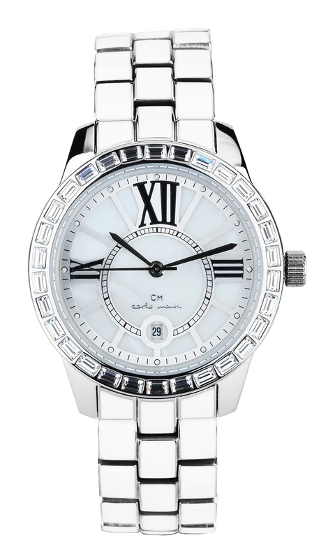 Carlo Monti Cosenza Women's Quartz Watch with White Dial Analogue Display and White Stainless Steel Bracelet CMZ01-181