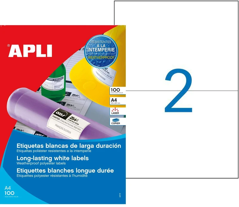 Agipa 101167 Weatherproof Film Labels 210 x 148.5 mm, White