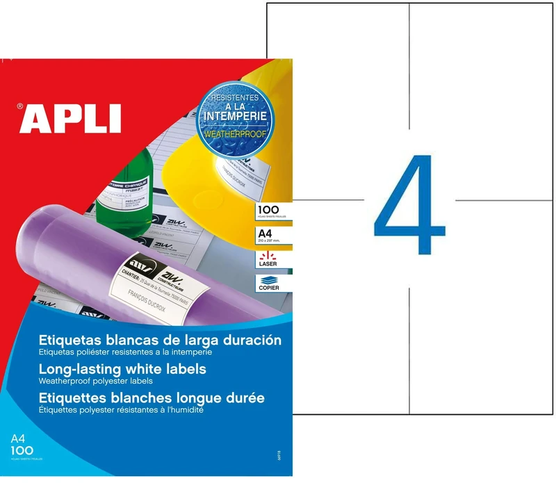 agipa 101169 Weatherproof Printer Film Labels 105 x 148.5 mm White