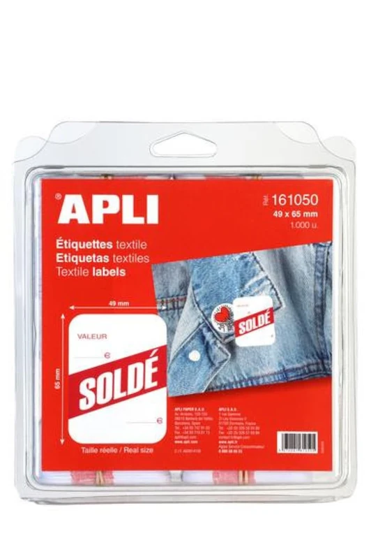 APLI 161050 Textile 1000 Labels for Price Display