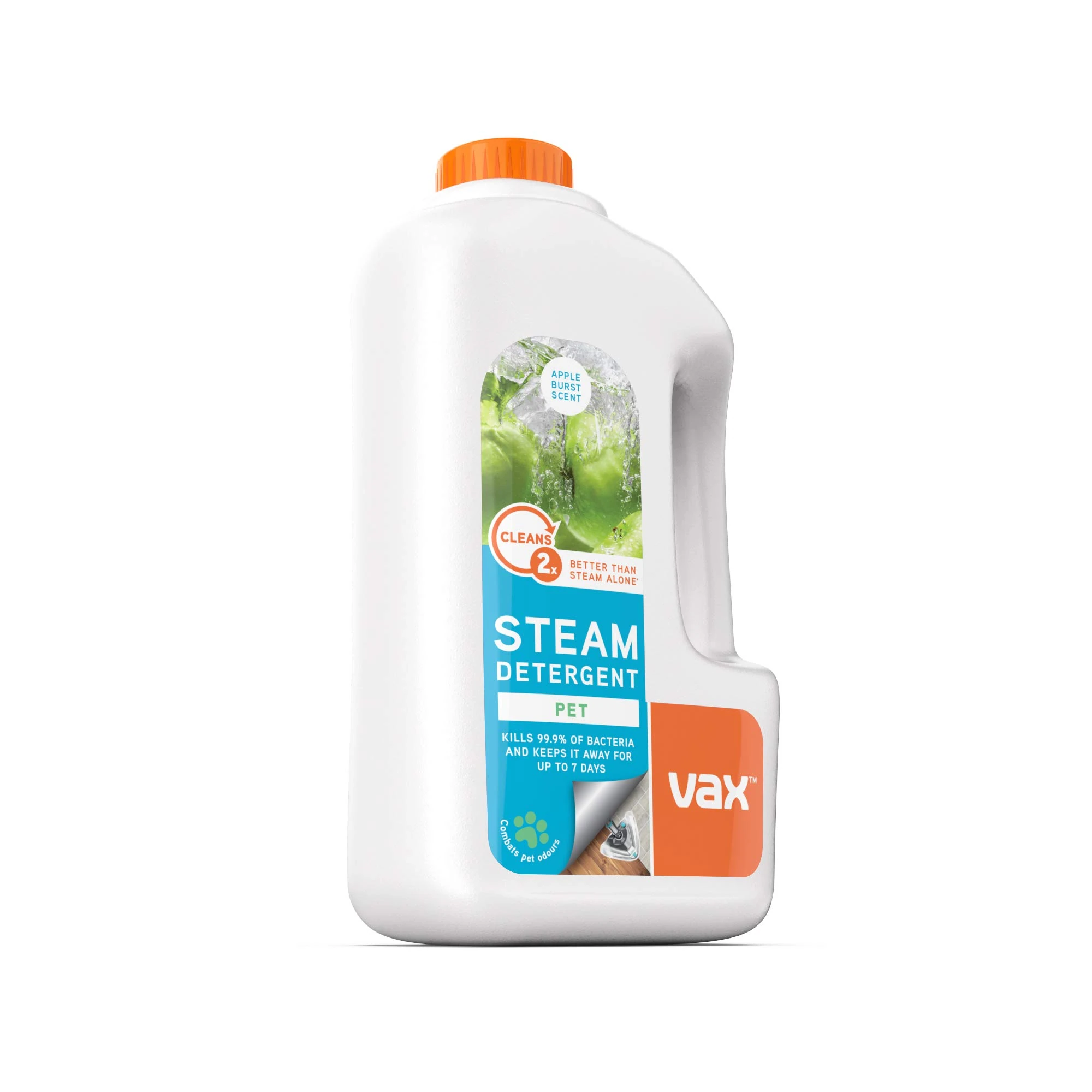 Vax Steam Detergent Pet 1L Steam Cleaner Detergent, Hard Floor Cleaner Solution, Apple Burst Scent, Neutralise Pet Odours, Remove 99.9percent of Bacteria, 1-9-132813, White