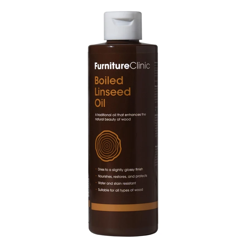 Furniture Clinic 250ml Boiled Linseed Oil for Wood - Natural Finish to Seal & Enhance The Beauty of Oak, Pine & Other Woods - Treatment for Worktop, Furniture, Interior & Exterior Wooden Surfaces