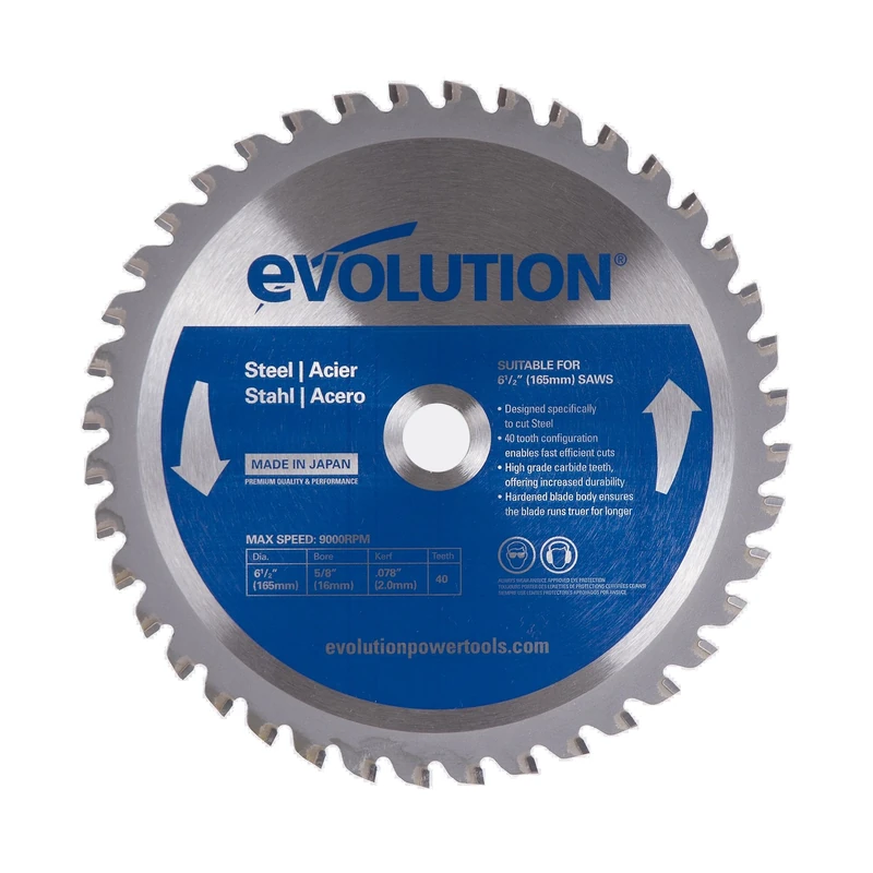 Evolution Power Tools 6-1/2BLADEST Steel Cutting Saw Blade, 6-1/2-Inch x 40-Tooth, Silver