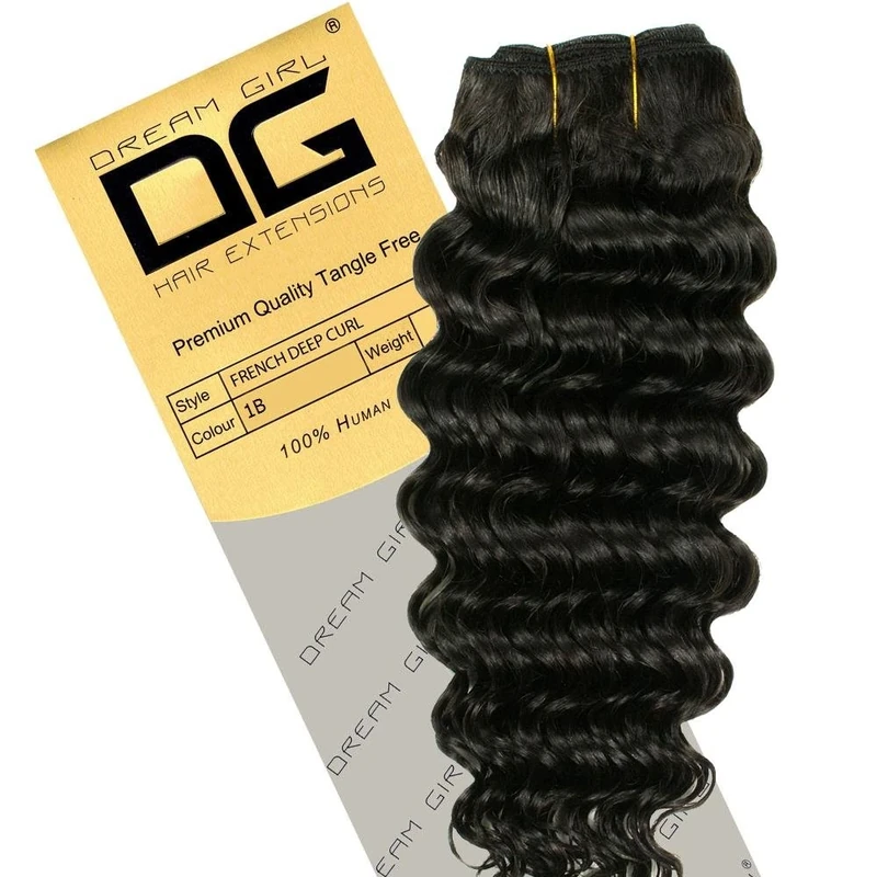 Dream Girl 18 inch Colour 1B French Deep Curl Hair Extensions