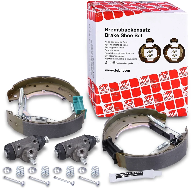 febi bilstein 37235 Brake Shoe Set with additional parts, pack of two