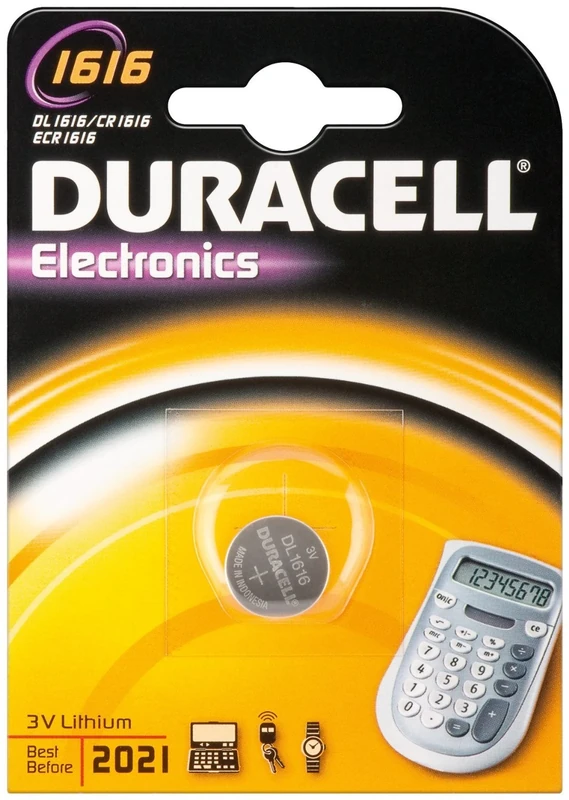 Duracell 1616 non-rechargeable battery – Batteries (Lithium, Button/coin, CR1616, Stainless Steel)