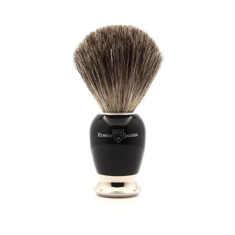Edwin Jagger 81SB586AMZ Classic Pure Badger Exfoliating Shaving Brush for Shaving Cream or Shaving Soap for Men and Women (Black)