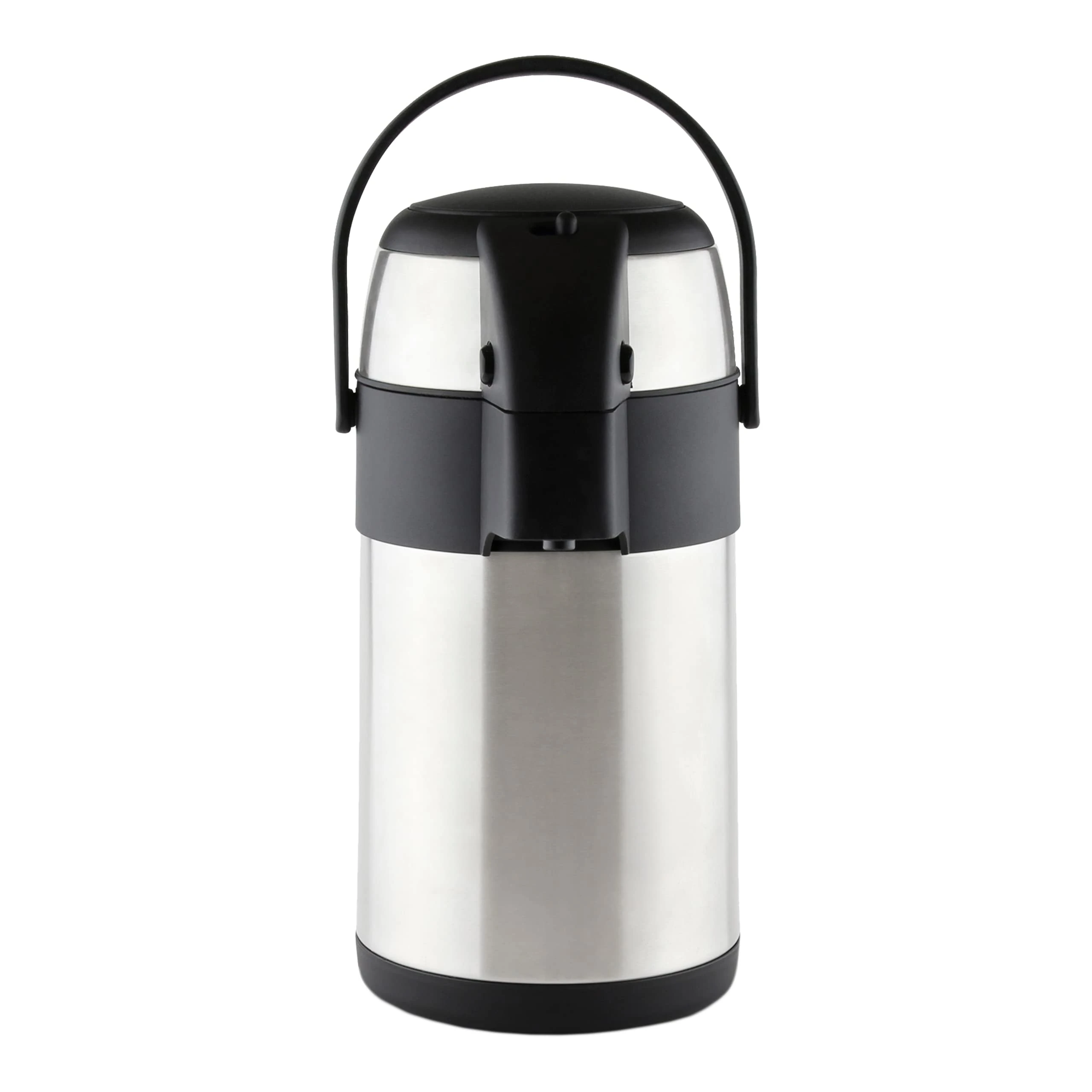 Pioneer 5.0L Stainless Steel Push-Pump Airpot, Leakproof Flask for Hot and Cold Drinks, Easy Pump Drink Dispenser for Events