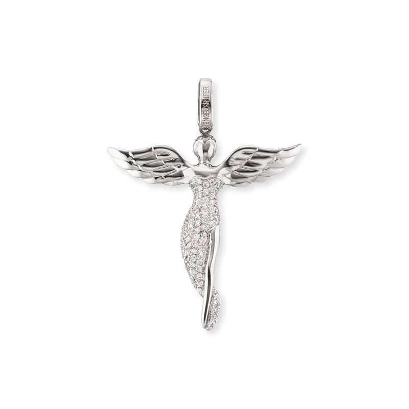 Engelsrufer Engel Pendant for Women 925 Sterling Silver White Zirconia Size 52 mm (2.05")