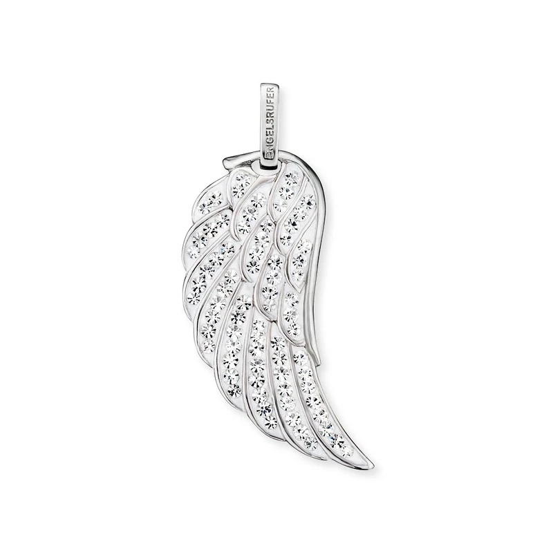 Engelsrufer Wing Pendant for Women 925 Sterling Silver with White Crystals 42 mm