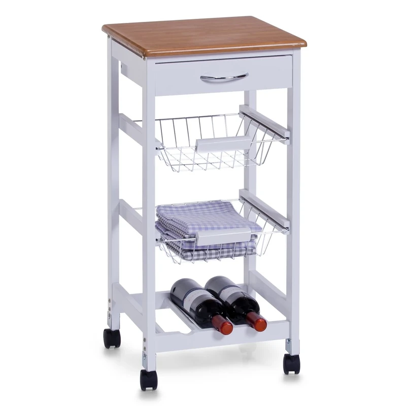 Zeller MDF Kitchen Trolley, White, 36 x 36 x 76 cm