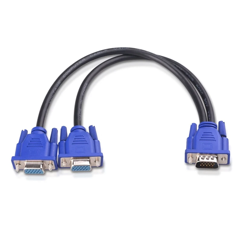 Cable Matters 2-Pack VGA Splitter Cable 0.3m for Screen Duplication, VGA Splitter Y Cable for Two Monitors