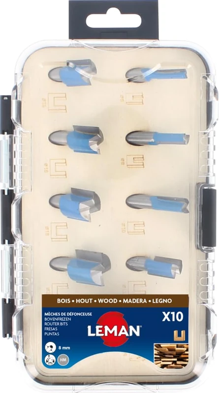 Leman 428.700.10 Set of 10 Carbide Router Bits Diameter 8 to 25 mm 8 mm Shank