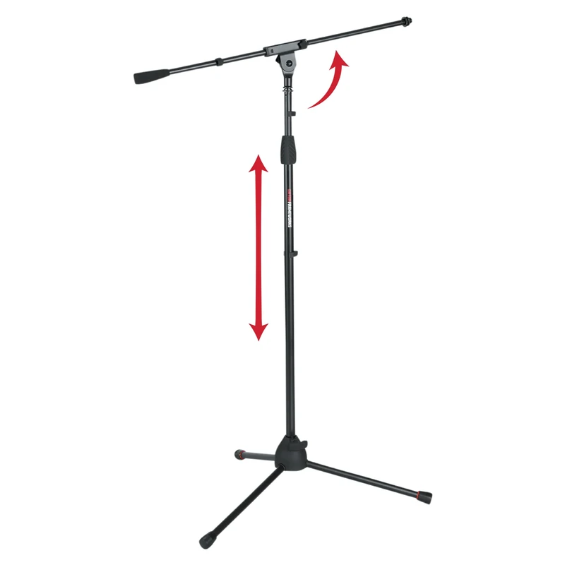 Gator Frameworks Standard Tripod Microphone Stand with Boom Arm, Adjustable Height, and Both 3/8" and 5/8" Adapters (GFW-MIC-2010)