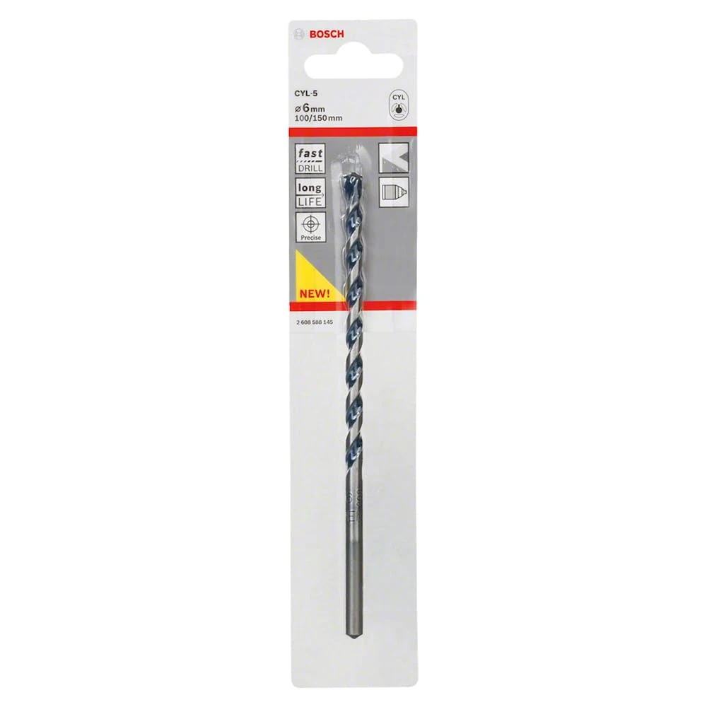 Bosch Professional 1x CYL-5 Concrete Drill Bit (for Concrete, Ø 6 x 150 mm, Robust Line, Accessories for Impact Drills)